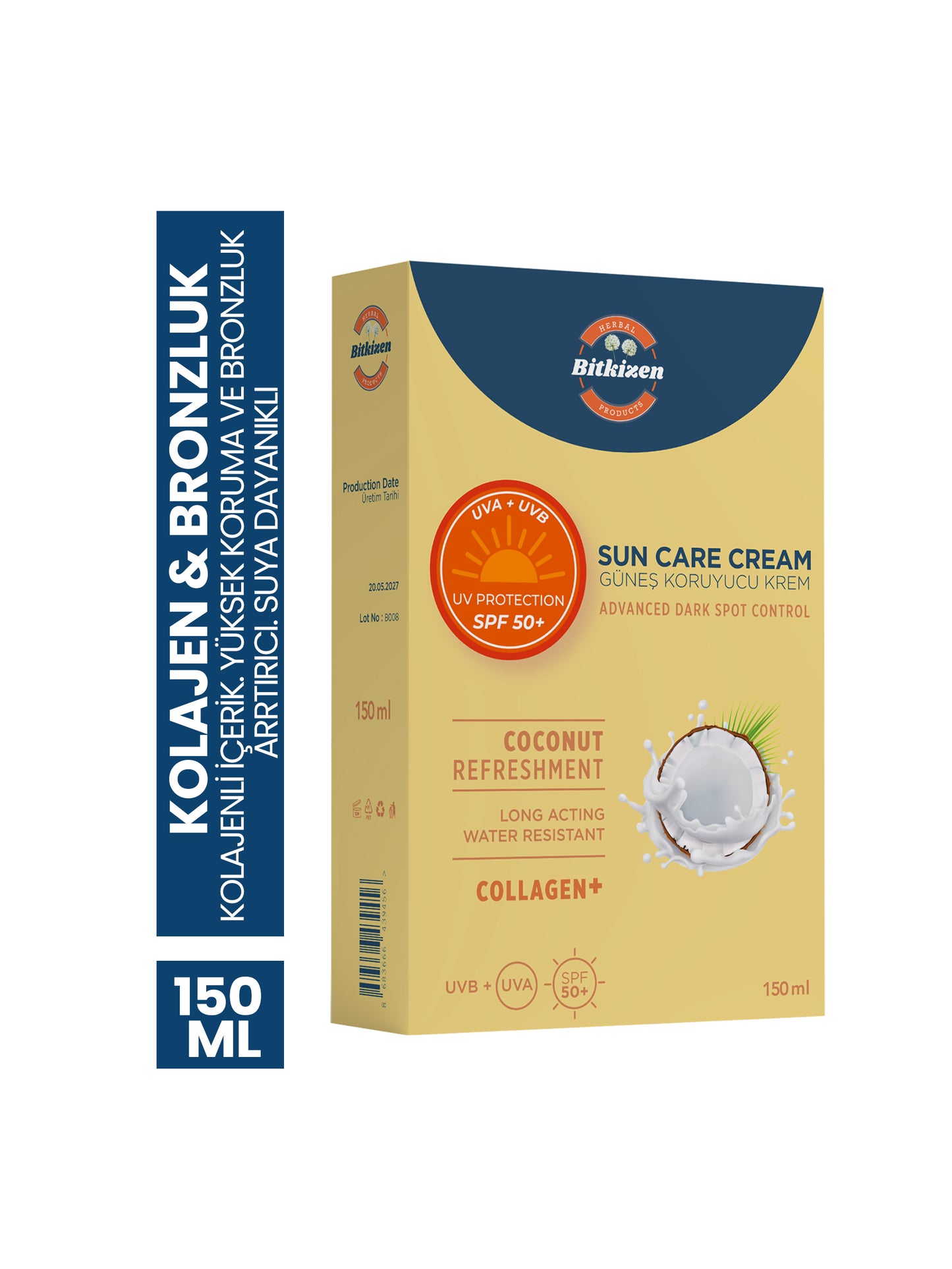 SPF 50+ Güneş Kremi 150 ML (Kolajenli)